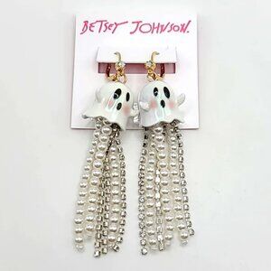 CLEARANCE Betsey Johnson Glow in the Dark Ghost Crystal Drop Earrings